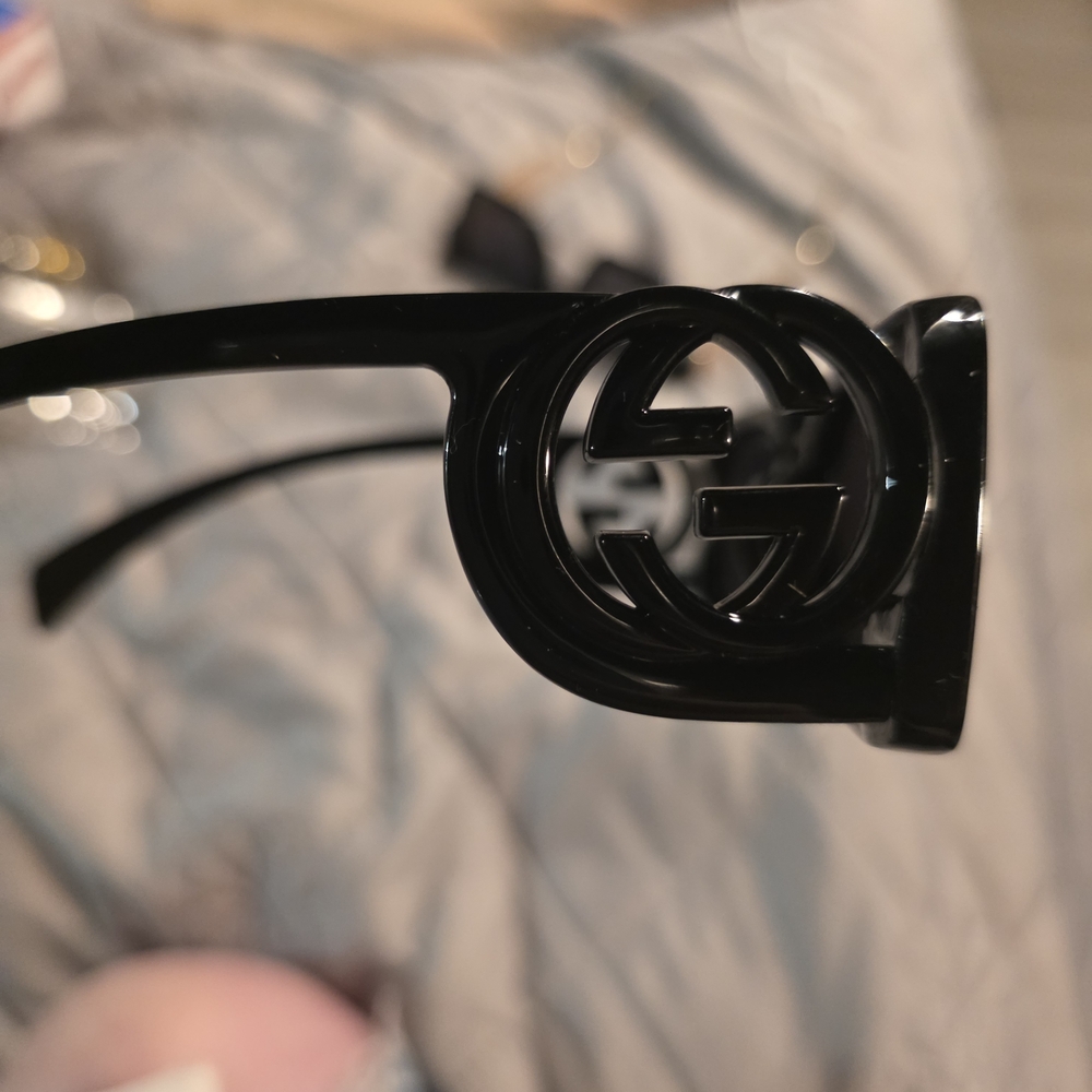 USED...Gucci Black Rectangular Sunglasses - image 2